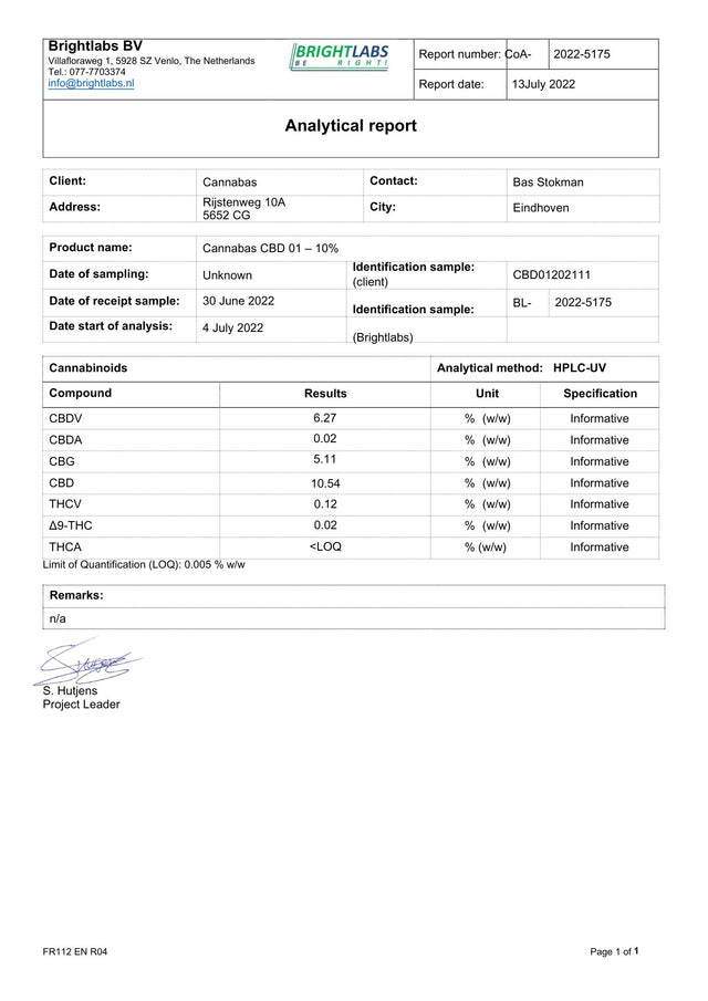 Cannabas CBD Olie 10%