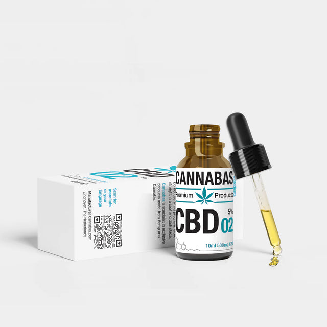 Druppelaar met zuivere 5% CBD olie van Cannabas, perfect voor een milde dosering