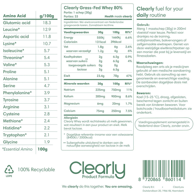 Clearly Grass-Fed Whey - 1000gr (33 servings)