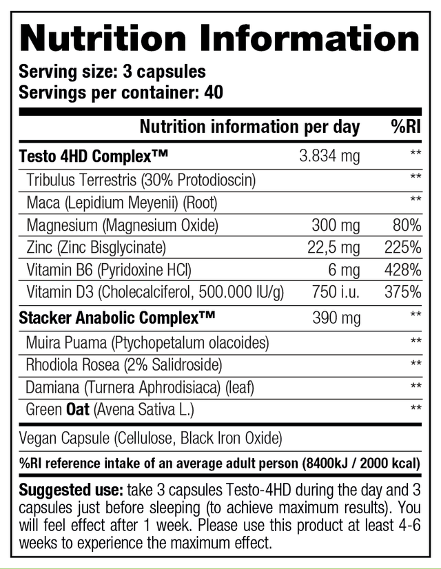 Stacker2 - Testo 4HD (120 capsules) - Testosteron