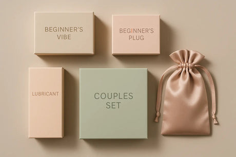 Discrete verpakkingen van beginnersvriendelijke intimiteitsproducten.