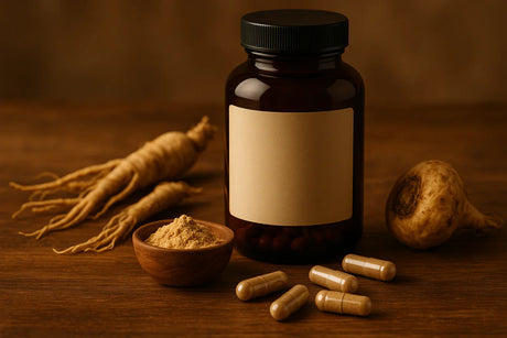 Discreet intimiteitsproducten voor mannen in een stijlvolle moderne flat-lay.