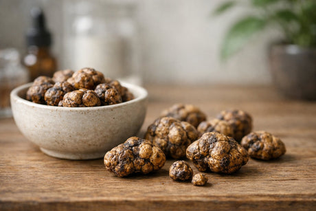 Verse Psilocybe Jalisco magic truffels van 25 gram in neutrale minimalistische setting