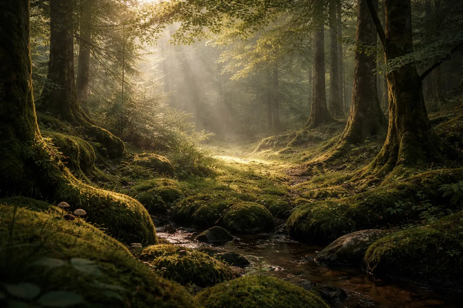 Rustige natuuromgeving die bewust ervaren en reflectie symboliseert