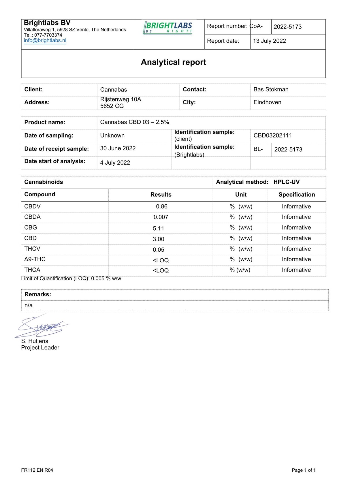 Cannabas - CBD Oil | 2,5% | 30ml