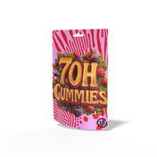 Close-up van een zacht 7-OH snoepje met suikerkristallen en passievruchtsmaak
