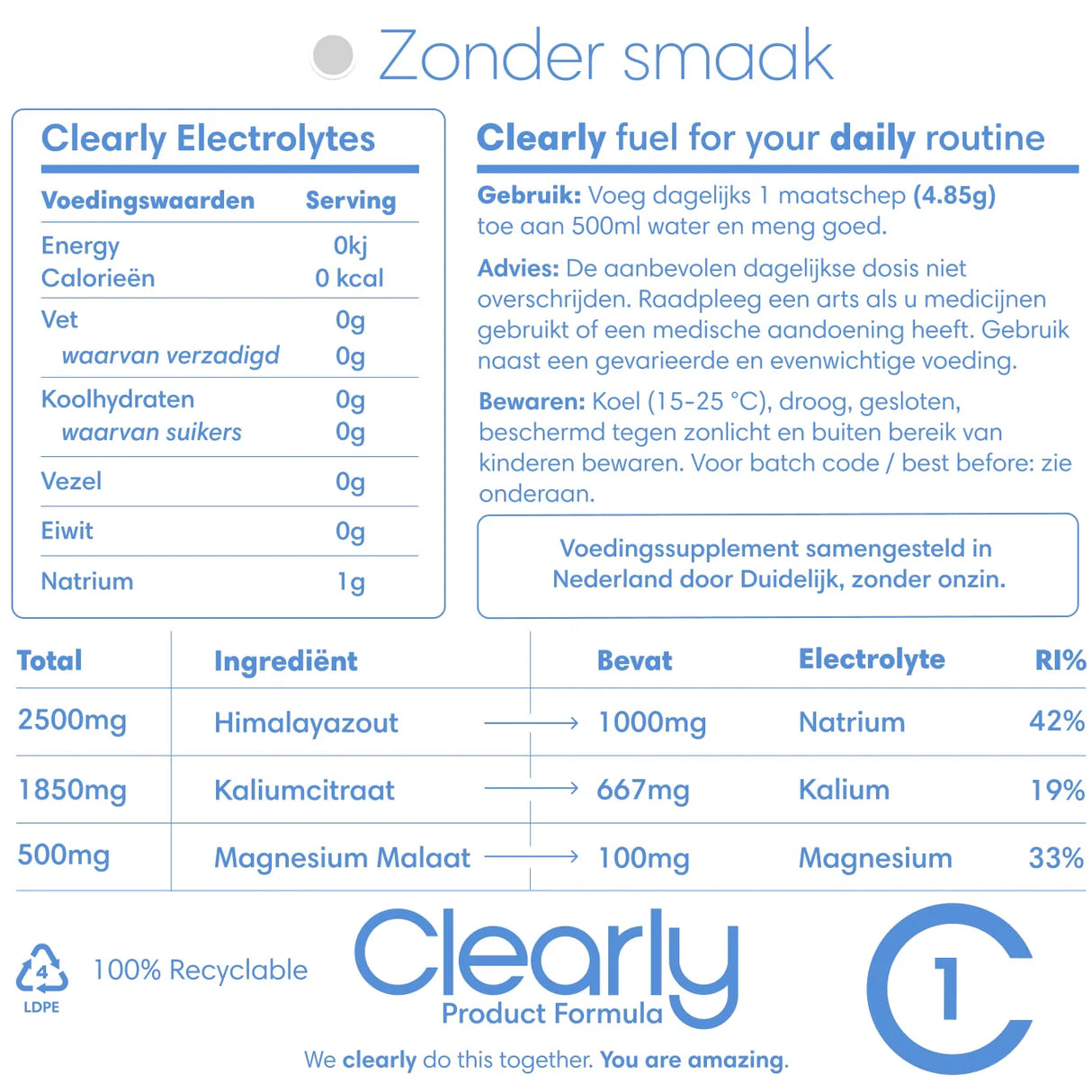 Clearly Electrolytes - 340gr (60 servings)