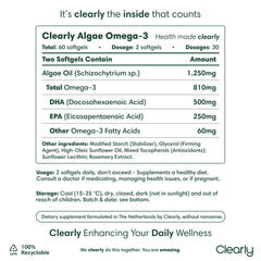 Clearly Algea Omega 3 - 60 softgels (30 servings)