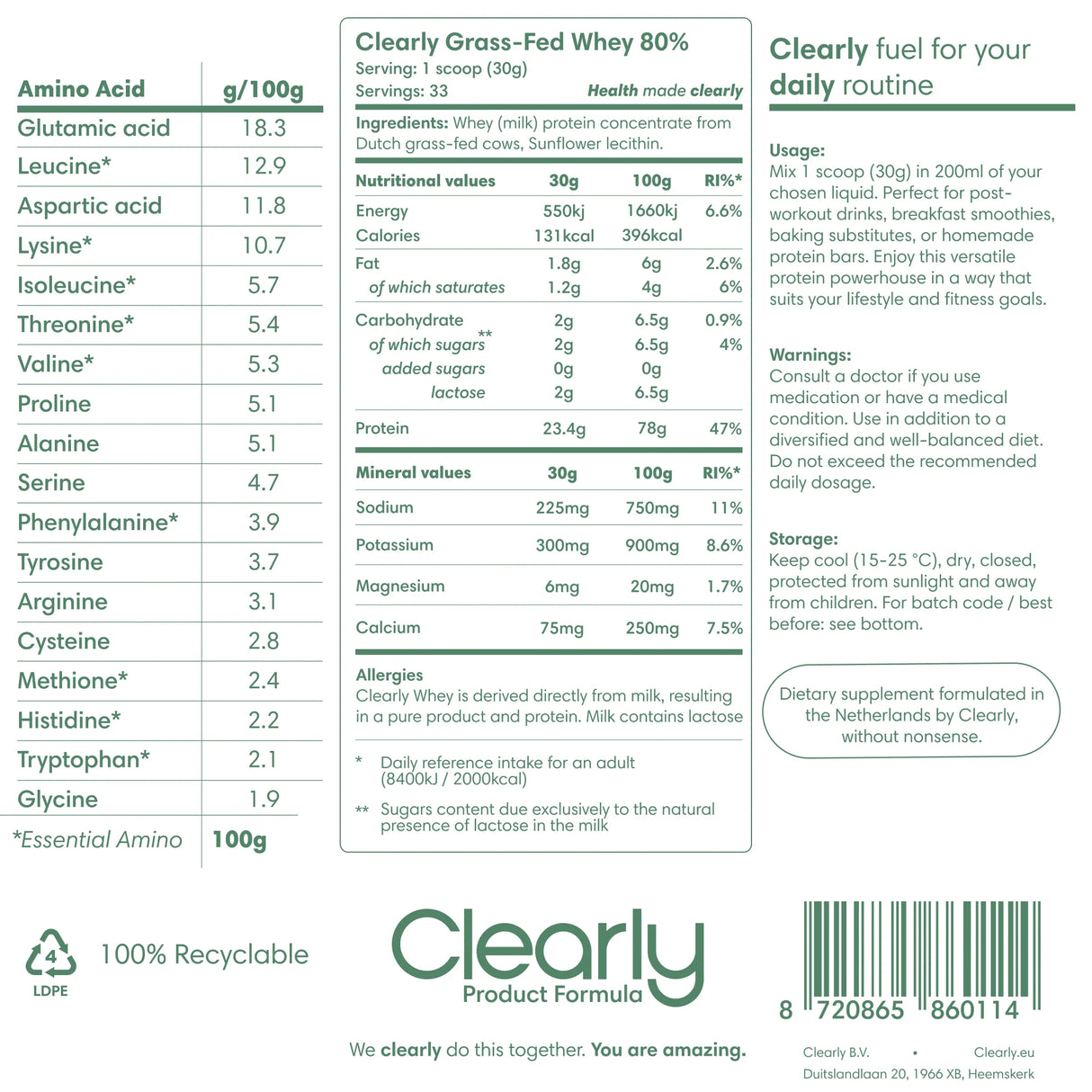 Clearly Grass-Fed Whey - 1000gr (33 порции)