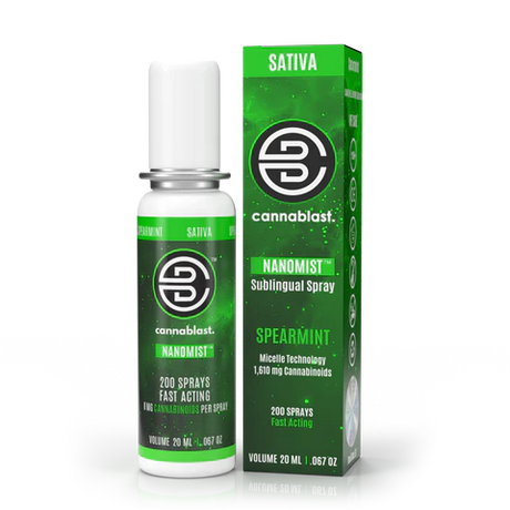 Cannablast Sativa Spray met Spearmint smaak voor energie en creatieve focus
