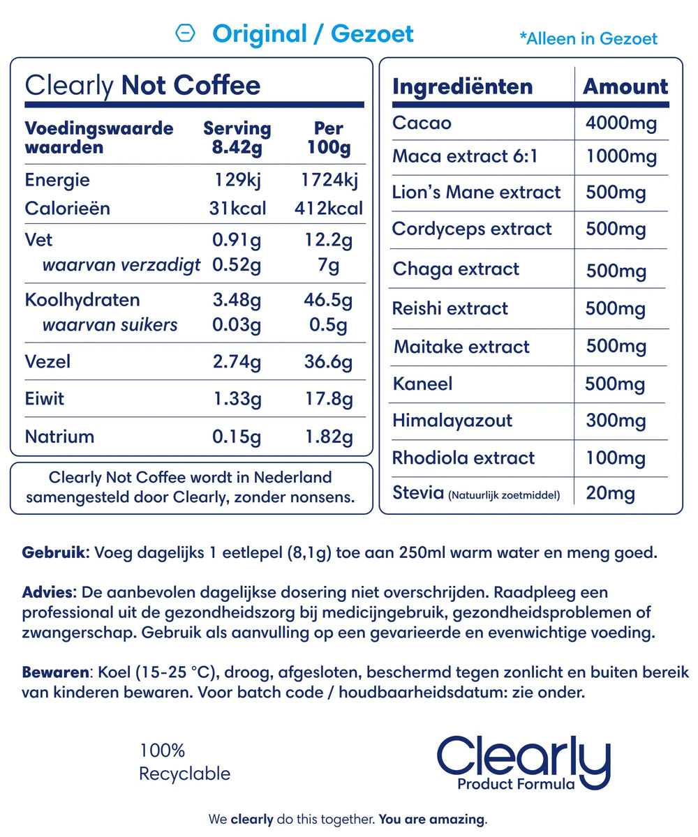 Clearly Not Coffee - 250 gram ( 30 porties )