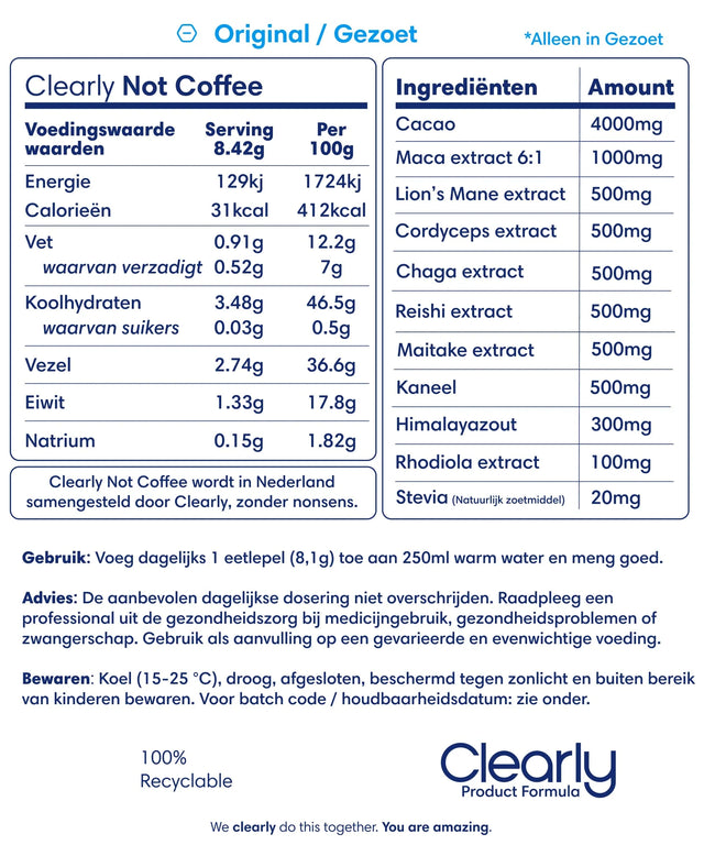 Clearly Not Coffee - 250 gram ( 30 porties )