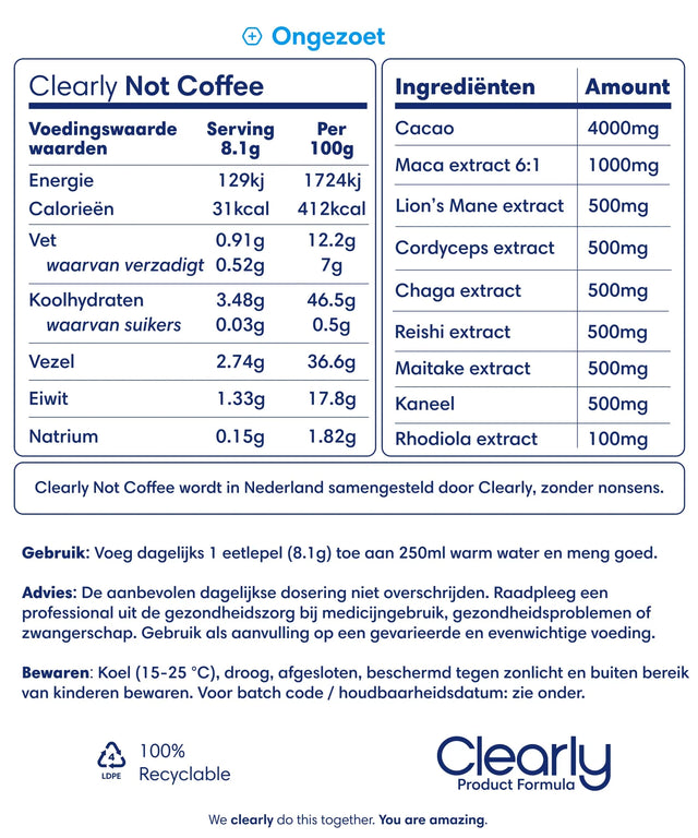 Clearly Not Coffee - 250 gram ( 30 porties )