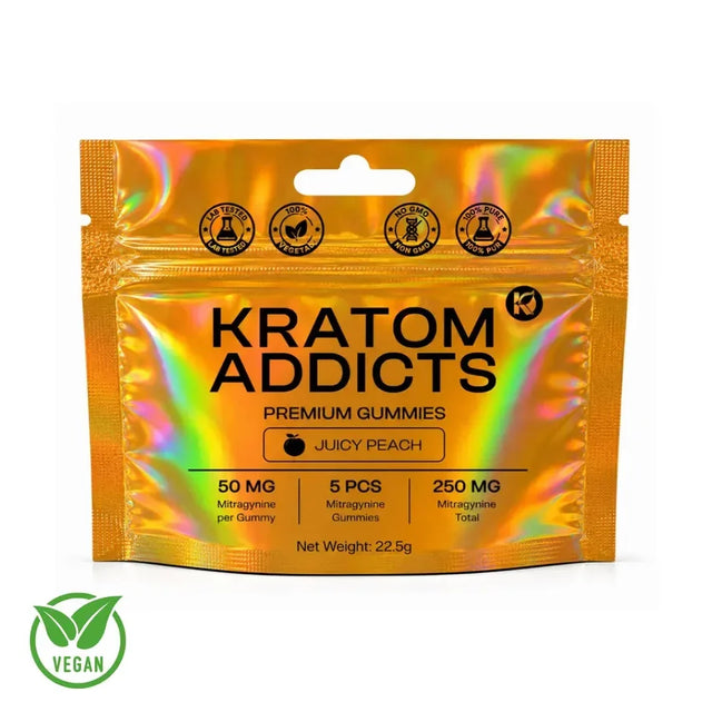 Kratom Addicts Juicy Peach Gummies - 50mg