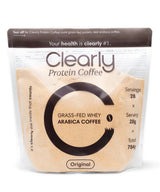 Proteiniskaffe med 21 g græsfodret valle og rigtig kaffe fås hos DrSmartshop
