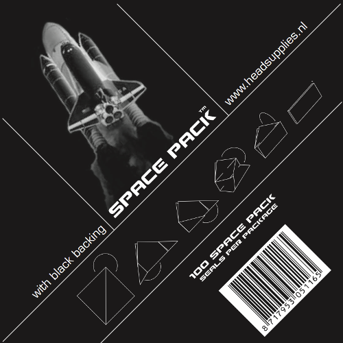 Space Pack BLACK Groot Bedrukt seals - 100 stuks