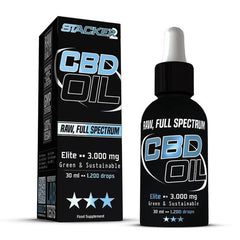 Stacker 2 CBD Elite - CBD Olie met 10% CBD - Raw | Full Spectrum - 30ml - 3000mg CBD - product en doosje