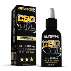 Stacker 2 CBD Iso - CBD Olie met 10% CBD - Isolaat - 30ml - 3000mg CBD - product en doosje